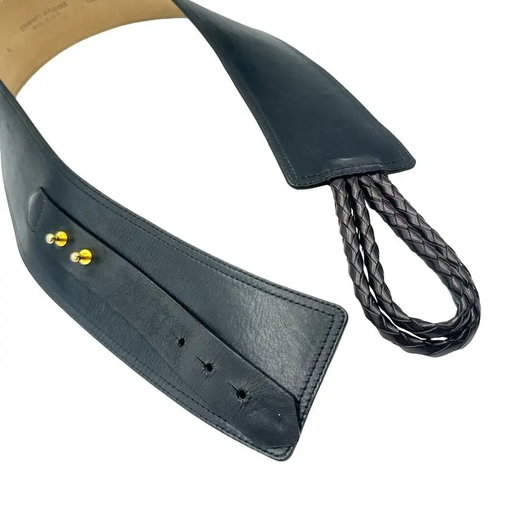 Streets Ahead for Neiman Marcus Black Leather and Suede Belt L - LARGE